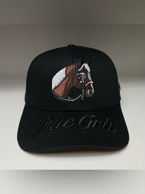True Grit 3D Embroidered Horse & Horseshoe Emblem Black Baseball Hat